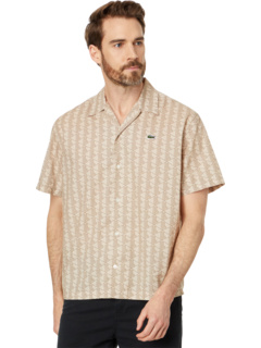 Short Sleeve Relaxed Fit Monogram Woven Shirt Lacoste