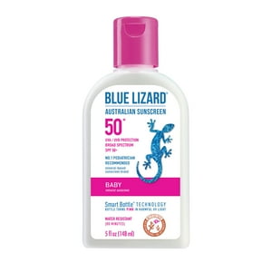 Blue Lizard Baby Mineral Sunscreen with Zinc Oxide, Water Resistant, UVA/UVB Protection with Smart Technology - Fragrance Free, Unscented, SPF 50 - 5 Fl Oz - Bottle Blue Lizard