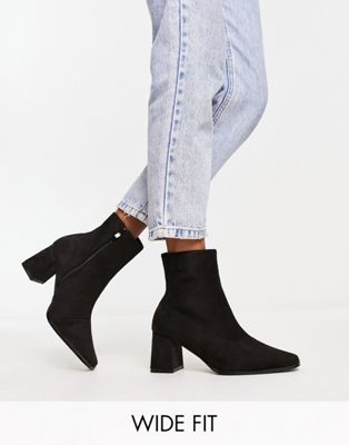 Bebo Wide Fit Mollie heeled ankle boots in black BEBO Wide Fit