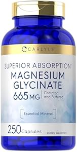 Carlyle Magnesium Glycinate | 665 mg | 250 Capsules | Non-GMO and Gluten Free Formula | Essential Buffered Mineral Supplement Carlyle