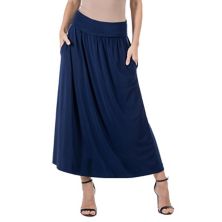 Women's 24Seven Comfort Apparel Foldover Maxi Skirt With Pockets 24Seven Comfort