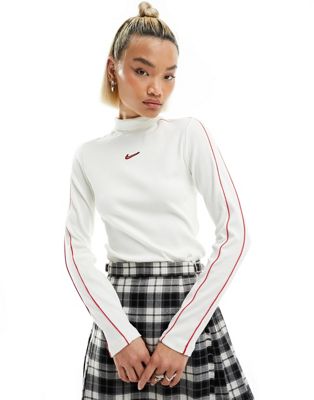 Бело-красная футболка с длинными рукавами и воротником-стойкой Nike Streetwear Nike