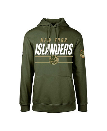 Мужской оливковый флисовый пуловер с капюшоном New York Islanders Podium LevelWear