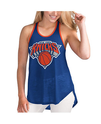 Женская синяя майка New York Knicks Showdown с круглым вырезом и вырезом на спине G-III Sports by Carl Banks