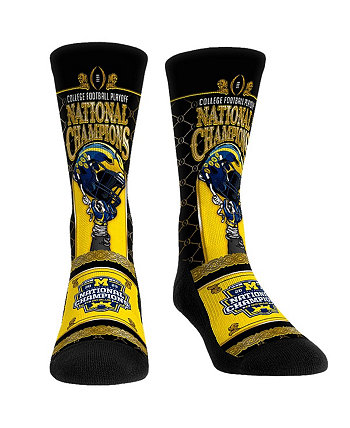Мужские и женские носки темно-синего цвета Michigan Wolverines College Football Playoff 2023, носки для экипажа с позолоченным шлемом национальных чемпионов Rock 'Em