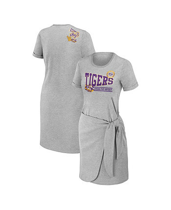 Женское платье-футболка с узлом Хизер серого цвета LSU Tigers WEAR by Erin Andrews