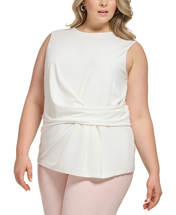 Блузка без рукавов с круглым вырезом и драпировкой спереди больших размеров Calvin Klein