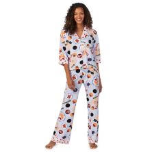 Women's Beauty Sleep Social Billie 3/4-Sleeve Notch Collar Top & Pajama Pants Sleep Set Beauty Sleep Social