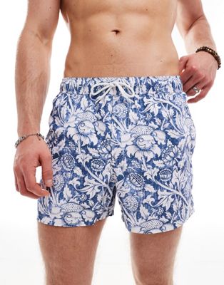 ASOS DESIGN swim shorts in short length in blue floral print   ASOS DESIGN