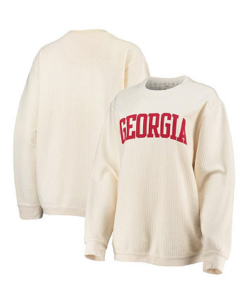 Женский белый пуловер с круглым вырезом в винтажном стиле с цветочным принтом Georgia Bulldogs Comfy Cord Pressbox