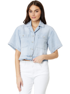 Укороченная джинсовая рубашка с коротким рукавом Blank NYC
