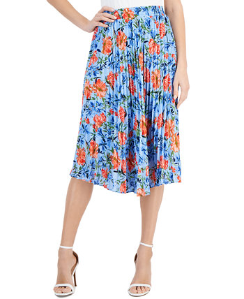 Женская плиссированная юбка-миди с эластичной резинкой на талии и цветочным принтом T Tahari