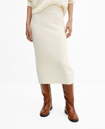 Женская трикотажная юбка-миди из плотного трикотажа MANGO