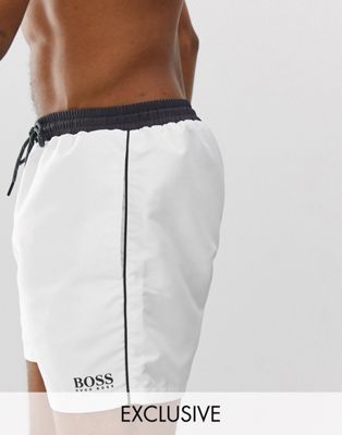 BOSS Star Fish swim shorts in white Exclusive at ASOS BOSS Bodywear