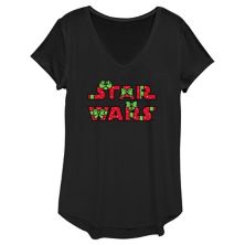 Juniors' Star Wars Gift Wrap Logo V-Neck Tee Star Wars