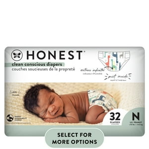 The Honest Company, Clean Conscious Disposable Baby Diapers, Giraffes Print, Size NB, 32 Count (Select for More Options) The Honest Company