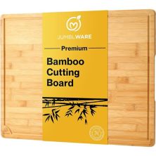 Jumblware Bamboo Cutting Board, 18x24 Large Wooden Chopping Block Tray W/handles JumblWare
