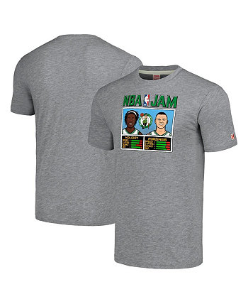 Мужская и женская серая футболка Jrue Holiday и Kristaps Porzingis Boston Celtics NBA Jam Tri-Blend Homage