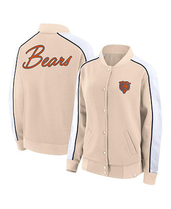 Женская светло-коричневая университетская куртка на пуговицах Chicago Bears Lounge Fanatics
