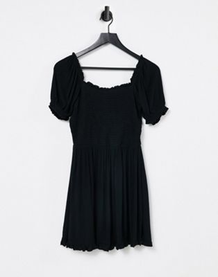 Черное пляжное платье мини со сборками Iisla & Bird Exclusive Iisla & Bird