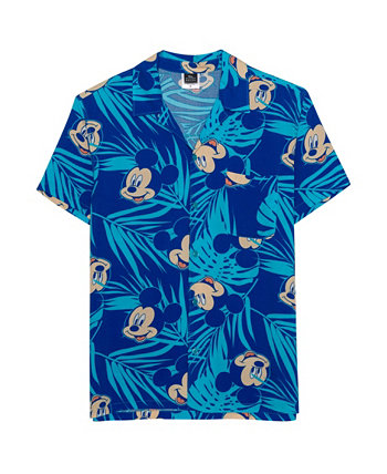 Мужская тканая рубашка с короткими рукавами и Микки Маусом Hybrid