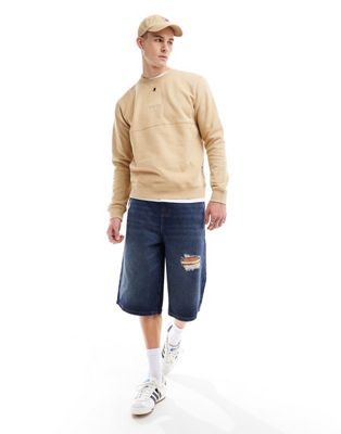 Tommy Jeans regular tonal flag logo crew neck sweatshirt in sand Tommy Jeans