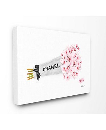 Картины на холсте Fashion Chanel с цветами вишни, 24 "Д x 30" В Stupell Industries