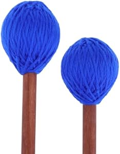 1Pair Marimba Mallets Medium Blue Hard Yarn Head Keyboard Percussion Marimba Mallets with Maple Wood Handle (Blue) SAUYRASY