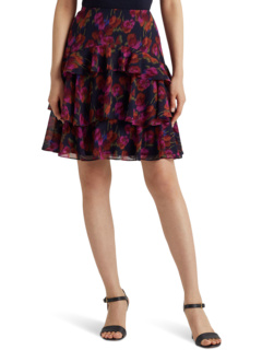 Ярусная юбка из жатого жоржета Petite с цветочным принтом Ralph Lauren