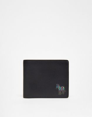 Черный кожаный кошелек с логотипом под зебру PS Paul Smith PS Paul Smith
