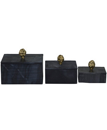 Коробка из настоящего мрамора с золотистыми навершиями, набор из 3–9 дюймов, 7 дюймов, 6 дюймов, Ш. Rosemary Lane