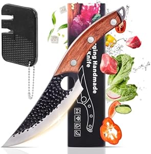 Chef Knife 11 Inch, Kitchen Knife for Boning, Cutting, and Chopping. Hand Forged Meat Cleaver, Japanese Sharp Knife, and Kitchen Knives For Home, Outdoor Cooking, Camping BBQ (Black) NWESTUN