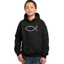 Jesus Fish - Boy's Word Art Hooded Sweatshirt LA Pop Art