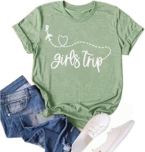 Girls Trip Shirts for Women Plane Travel Graphic Tees Vacation Shirts Letter Printed Hiking Casual Short Sleeve Tee Tops Caipudan