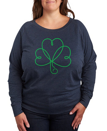 Trendy Plus Size Shamrock Heart Graphic Sweatshirt Air Waves