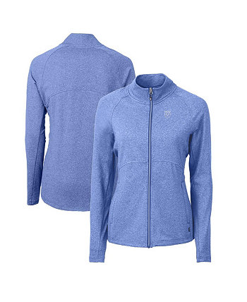 Women's Heather Blue Emory Eagles Adapt Eco Knit Heather Full-Zip Jacket Cutter & Buck