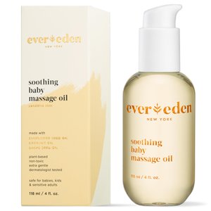 Evereden Soothing Baby Massage Oil 4 fl oz. | Gentle Baby Care | Non-toxic and Fragrance Free | Safe and Organic Ingredients Evereden