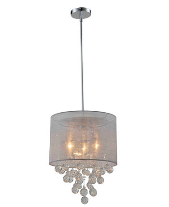 Современная, современная хрустальная люстра Charlotte с текстурированным шелковым абажуром с 3 лампами и стеклянным шаром с пузырьками Artiva USA