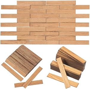 LUOZZY 80 Pcs Miniature Dollhouse Flooring 1: 12 Dollhouse Accessories 3.93X0.59 Inch Mini Wooden Dollhouse Floor Boards Mini Rectangular Tiles Dollhouse Floor Decor Luozzy