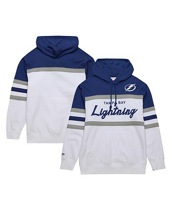 Мужской белый/синий пуловер с капюшоном Tampa Bay Lightning Head Coach Mitchell & Ness