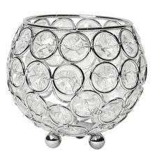 Elegant Designs Elipse Crystal Circular Bowl Candle Holder, Flower Vase, Wedding Centerpiece, Favor, 3.75 Inch, Chrome Elegant Designs