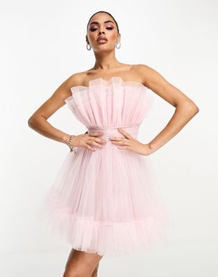 Розовое платье мини из тюля-бандо Lace & Beads LACE & BEADS