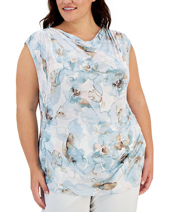 Плюс размер Блуза с цветочным принтом и хомутом Calvin Klein