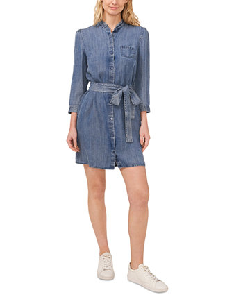 Женское джинсовое платье-рубашка с завязкой на талии и пуговицами спереди CeCe