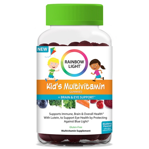 Мультивитамины для детей плюс черника для поддержки мозга и глаз — 100 жевательных таблеток Rainbow Light