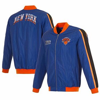 Men's JH Design Royal New York Knicks 2023/24 City Edition Nylon Full-Zip Bomber Jacket JH Design