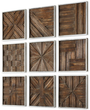 Bryndle 9-шт. Деревенский деревянный набор настенных квадратов Uttermost