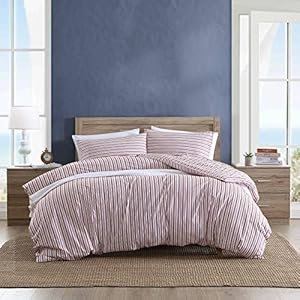 Nautica- Twin Duvet Cover, Cotton Reversible Bedding with Button Closure, Casual Home Décor for All Seasons (Beaux Stripe Blue, Twin) Nautica