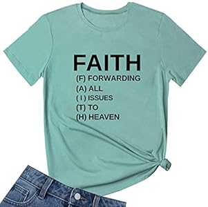 BLACKOO Women Faith Round Neck Graphic T Shirts Cute Funny Tops BLACKOO