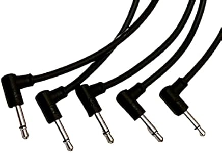 Luigis Modular M-PAR Right Angled Eurorack Patch Cables - Package of 5 Black Cables, 24" (60 cm) Starving Students Music Supplies